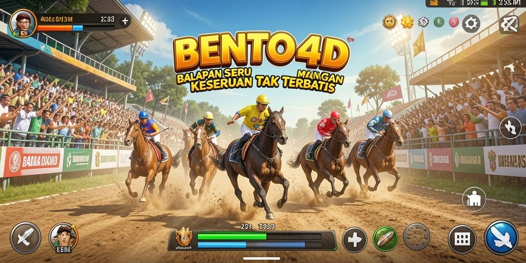Screenshot gameplay BENTO4D menampilkan aksi balapan yang mendebarkan.