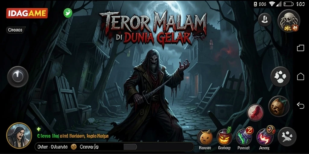 Screenshot utama IDAGAME menampilkan adegan menyeramkan penuh ketegangan.