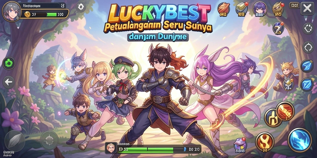 Tangkapan layar LUCKYBEST menampilkan aksi seru di dunia anime.