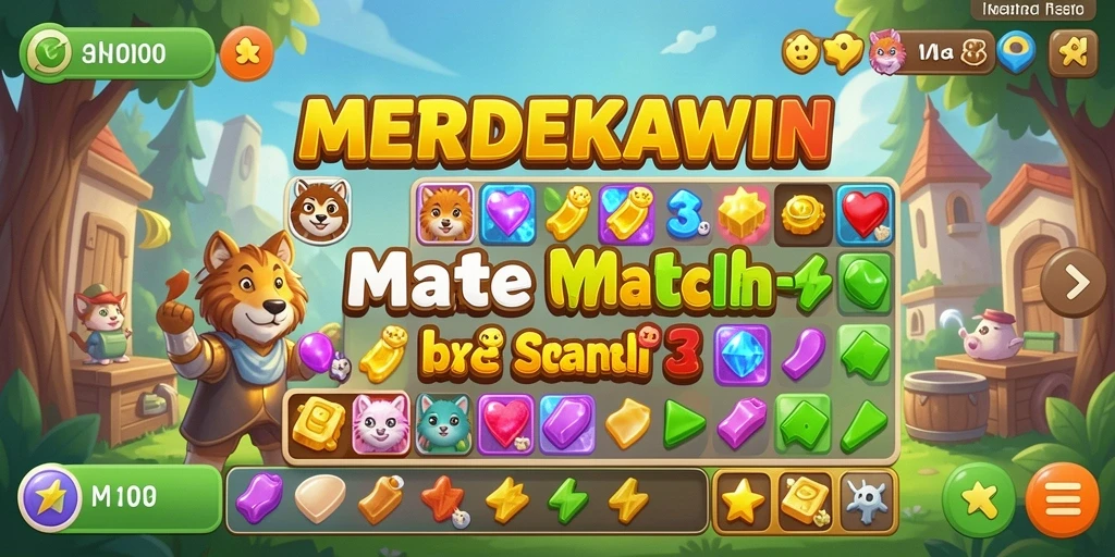Tangkapan layar gameplay <strong>MERDEKAWIN</strong> menampilkan keseruan permainan Match-3.
