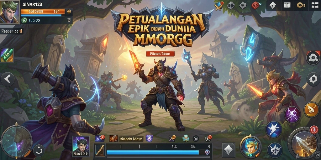 Screenshot gameplay SINAR123 dengan aksi seru dalam pertempuran MMORPG.