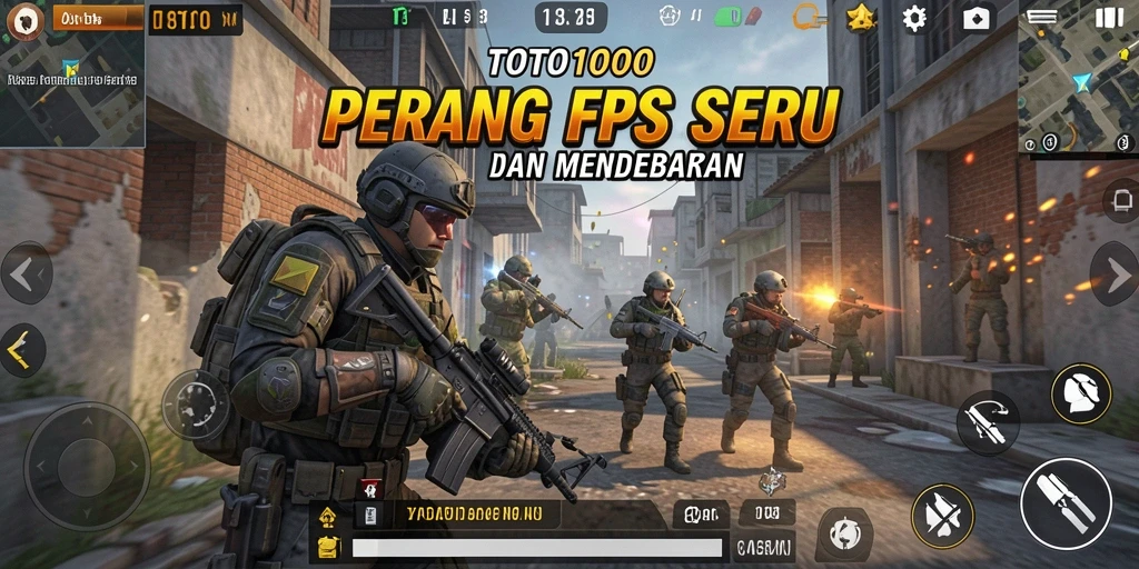 Tangkapan layar TOTO1000 menampilkan aksi intense dalam pertempuran FPS.